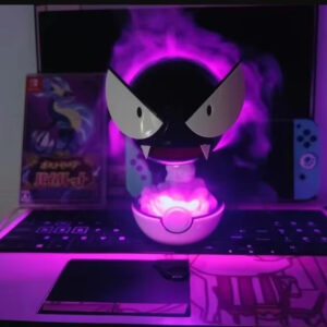 2025 Pokemon Gastly Figure Humidifier - Rechargeable Spray & Decor | Animated Desk Ornament for Bedroom, Office | Birthday Gift for Fans & Kids