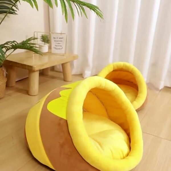 Cute Honey Pot Cat & Dog House – Warm, Comfortable & Washable Soft Plush Nest, Indoor Pet Supply for Cats & Dogs - Image 4