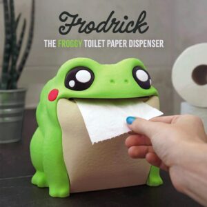 Frodrick the Frog 3D Printed Toilet Paper Holder – Interactive Design with Big Eyes & Red Cheeks, Sturdy Roll Storage, Unique Quirky Decor for Frog Lovers, Modern Bathroom Organizer