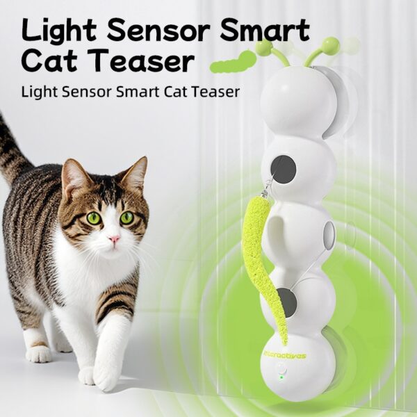 Interactive Caterpillar Cat Toy – USB Charging, Automatic Fluffy Tail, Motion Sensor, Suction Cup Base for Indoor Pets, Steady Enrichment & Play - Image 6