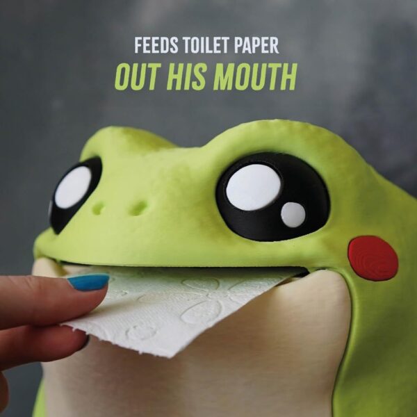 Frodrick the Frog 3D Printed Toilet Paper Holder – Interactive Design with Big Eyes & Red Cheeks, Sturdy Roll Storage, Unique Quirky Decor for Frog Lovers, Modern Bathroom Organizer - Image 7
