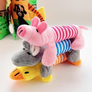 3Pcs Squeaky Plush Dog Toys for Medium & Large Dogs – Cute Duck/Pig/Elephant Shapes with Soft Squeak Sounds, Chew - Resistant No - Mess Play & Chew Set, Durable Pet Playtime Supplies