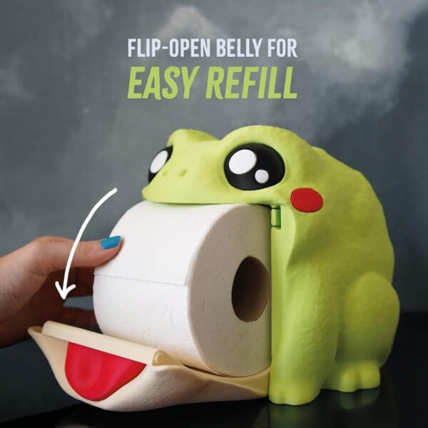 Frodrick the Frog 3D Printed Toilet Paper Holder – Interactive Design with Big Eyes & Red Cheeks, Sturdy Roll Storage, Unique Quirky Decor for Frog Lovers, Modern Bathroom Organizer - Image 5