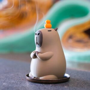 Capybara Meditation Incense Burner & Desk Decor – Stress - Relieving, Mood - Stabilizing Healing Item, Fun Calming Desktop Accessory